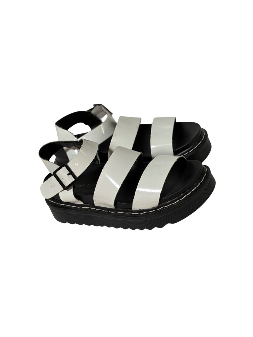 Madden Girl Womens Size 8.5 White Dazzle Sandals Strappy Chunky Platform Heel 1.
